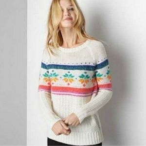 American Eagle Rainbow Fair Isle Snowflake Sweater